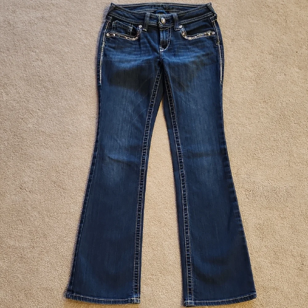 Ariat Turuoise Blue Women's Studded Denim Jeans 26R - Picture 2 of 14